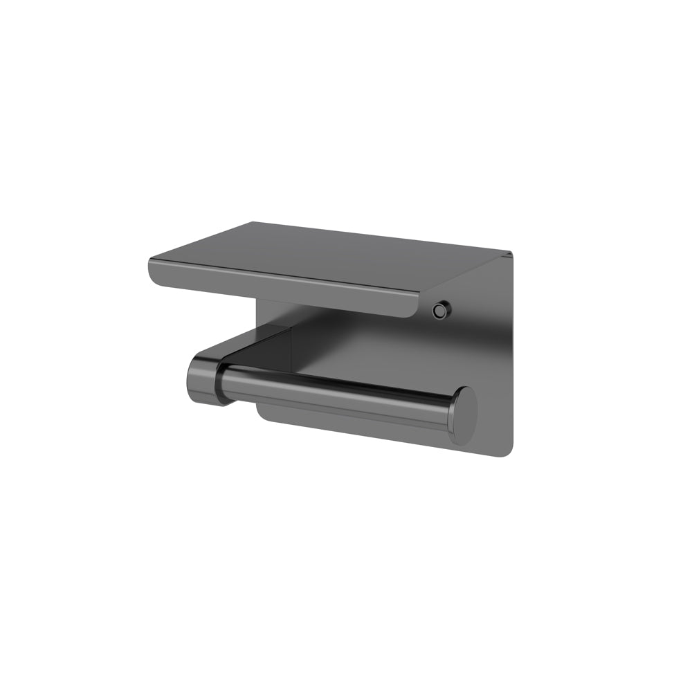 Toilet Roll Holder with Shelf Gun Metal