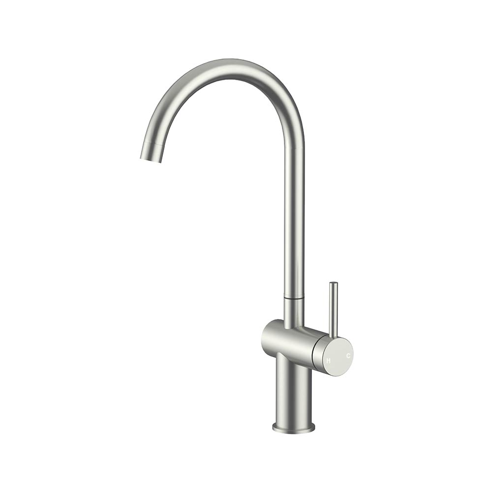 Gooseneck Sink Mixer Brushed Stainless Steel