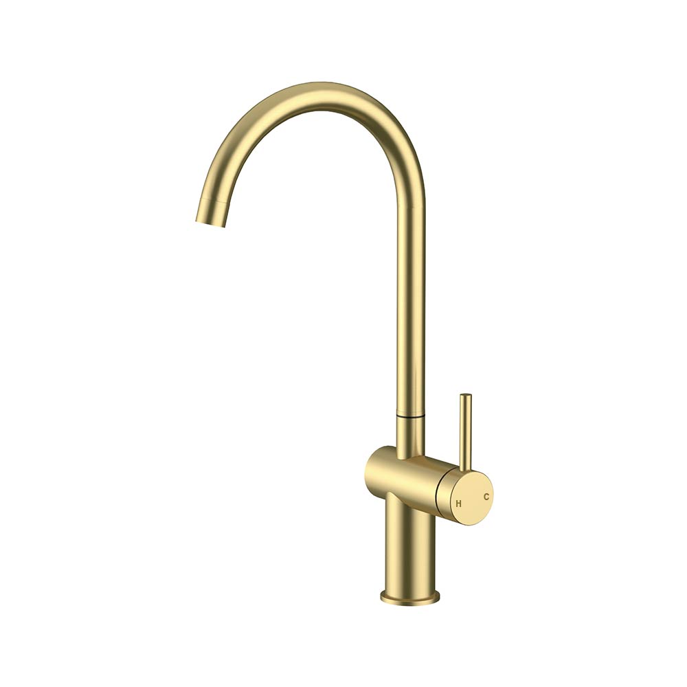 Gooseneck Sink Mixer Brushed Gold