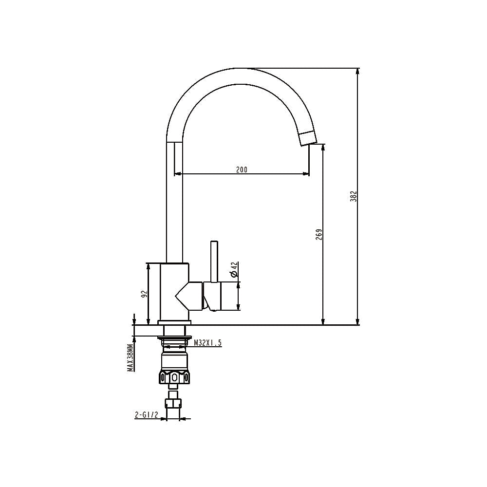 Progo Sink Mixer Brushed Gold