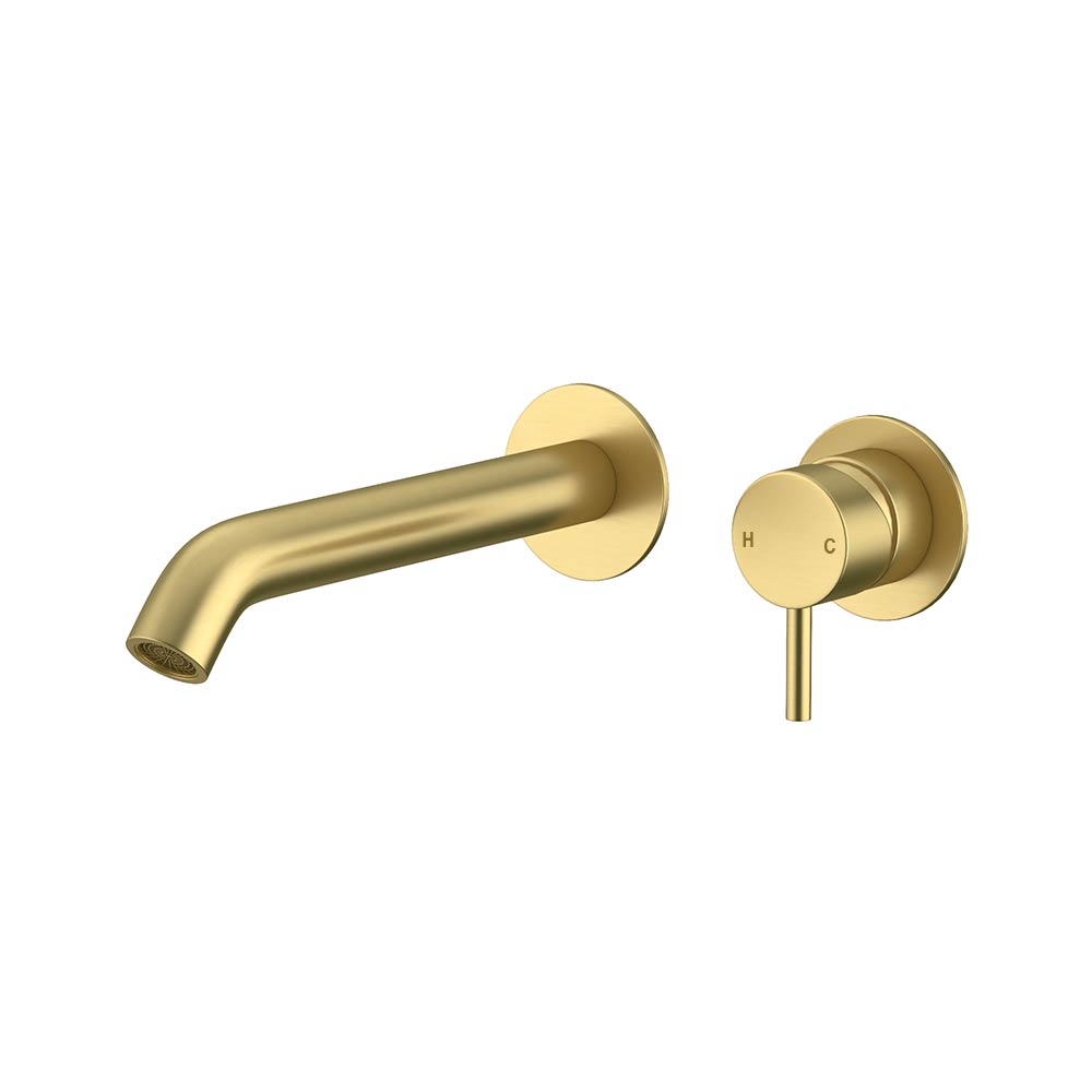Wall Mounted Basin/Bath Mixer Brushed Gold
