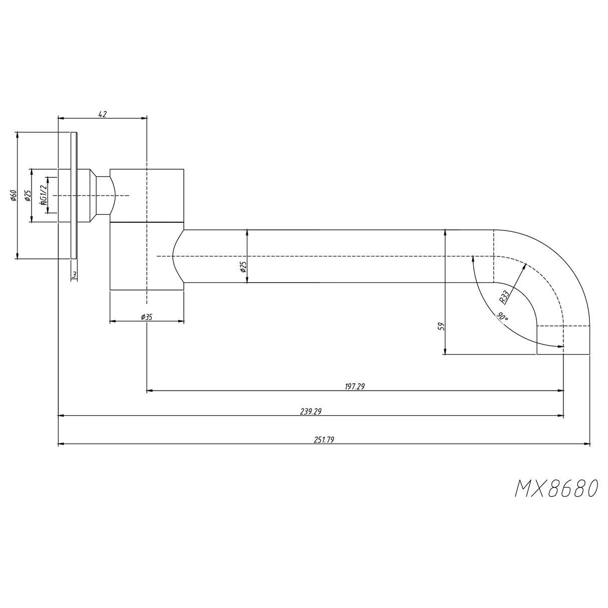 Swivel Bath Spout Brushed Copper