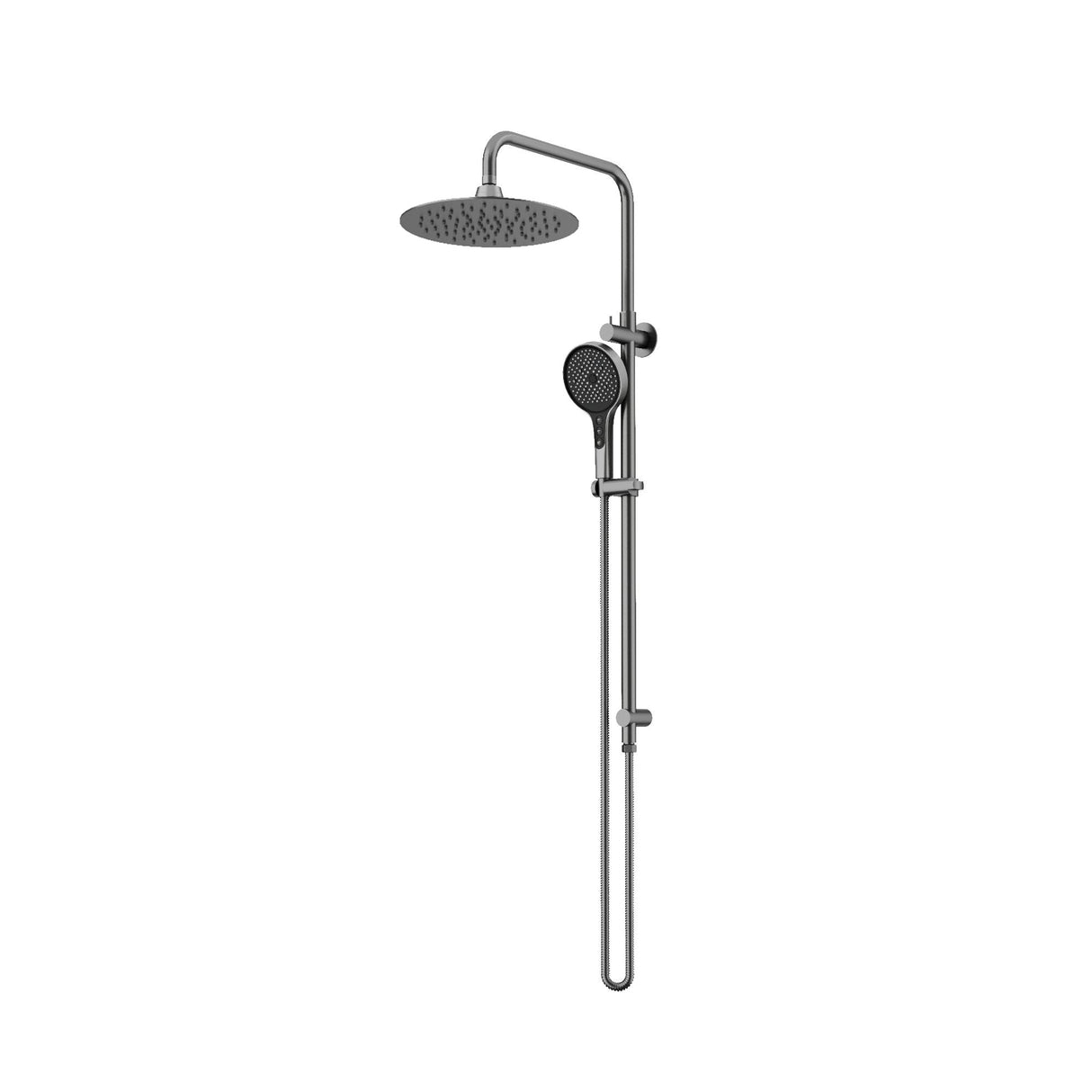 250mm Head & 5F H/S Twin Shower with Rail - 3 Packs Gun Metal