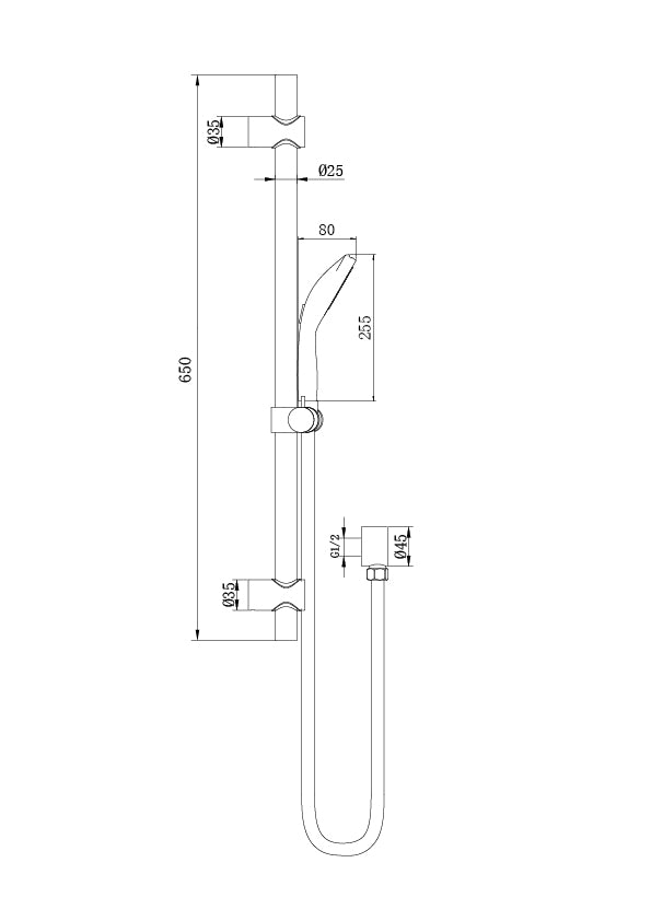 Hand Shower On Rail -2 Packs Chrome
