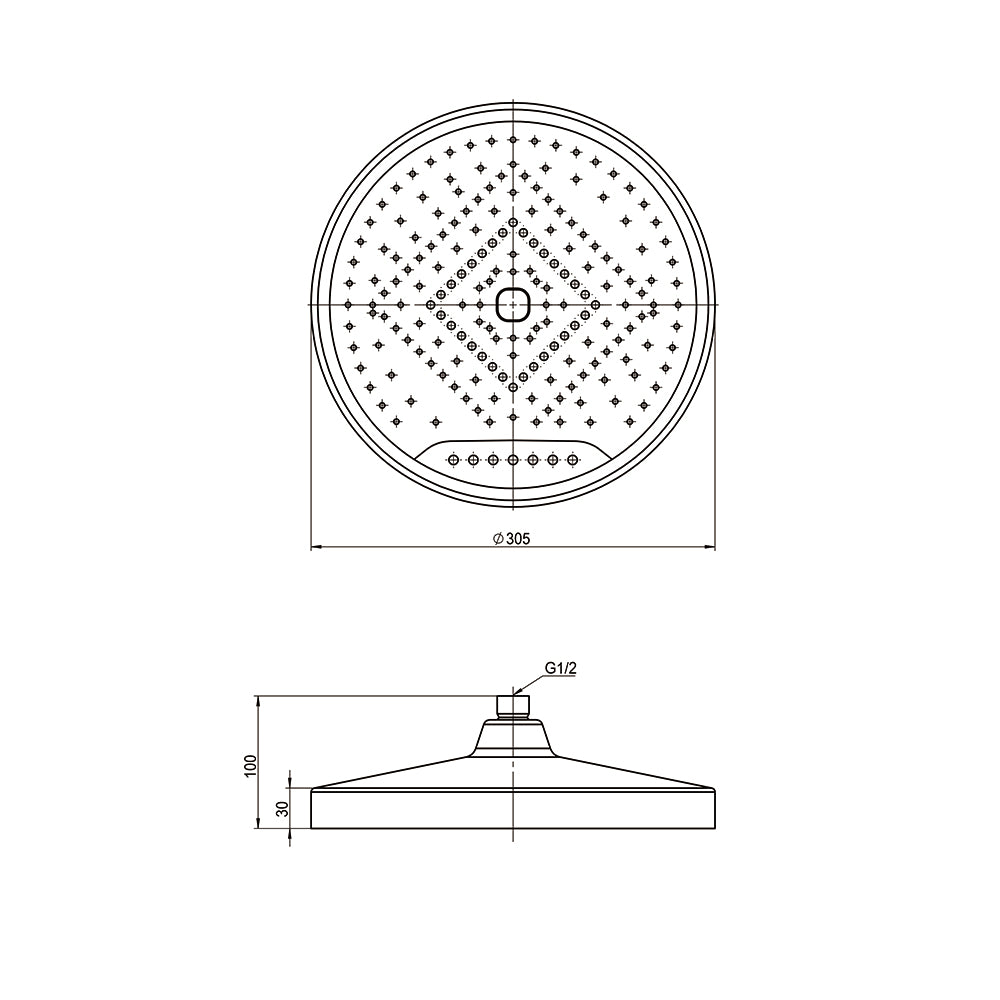 300mm Shower Head Gun Metal