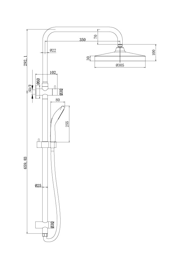 Twin Shower On Rail - 3 Packs Matt Black