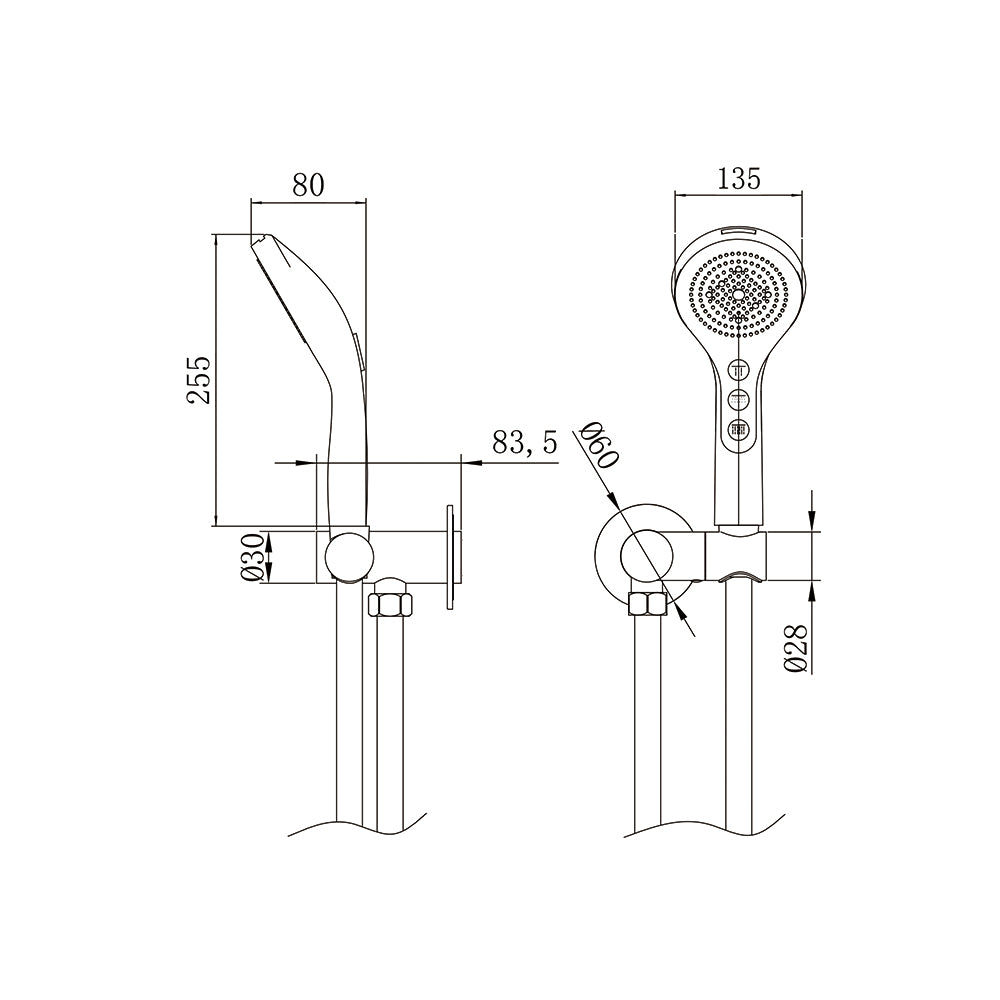 Wall Shower Bracket kits & 5F Hand Shower - 2 Pack Brushed Copper