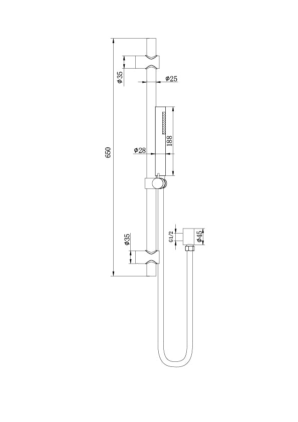 Hand Shower On Rail -2 Packs Chrome