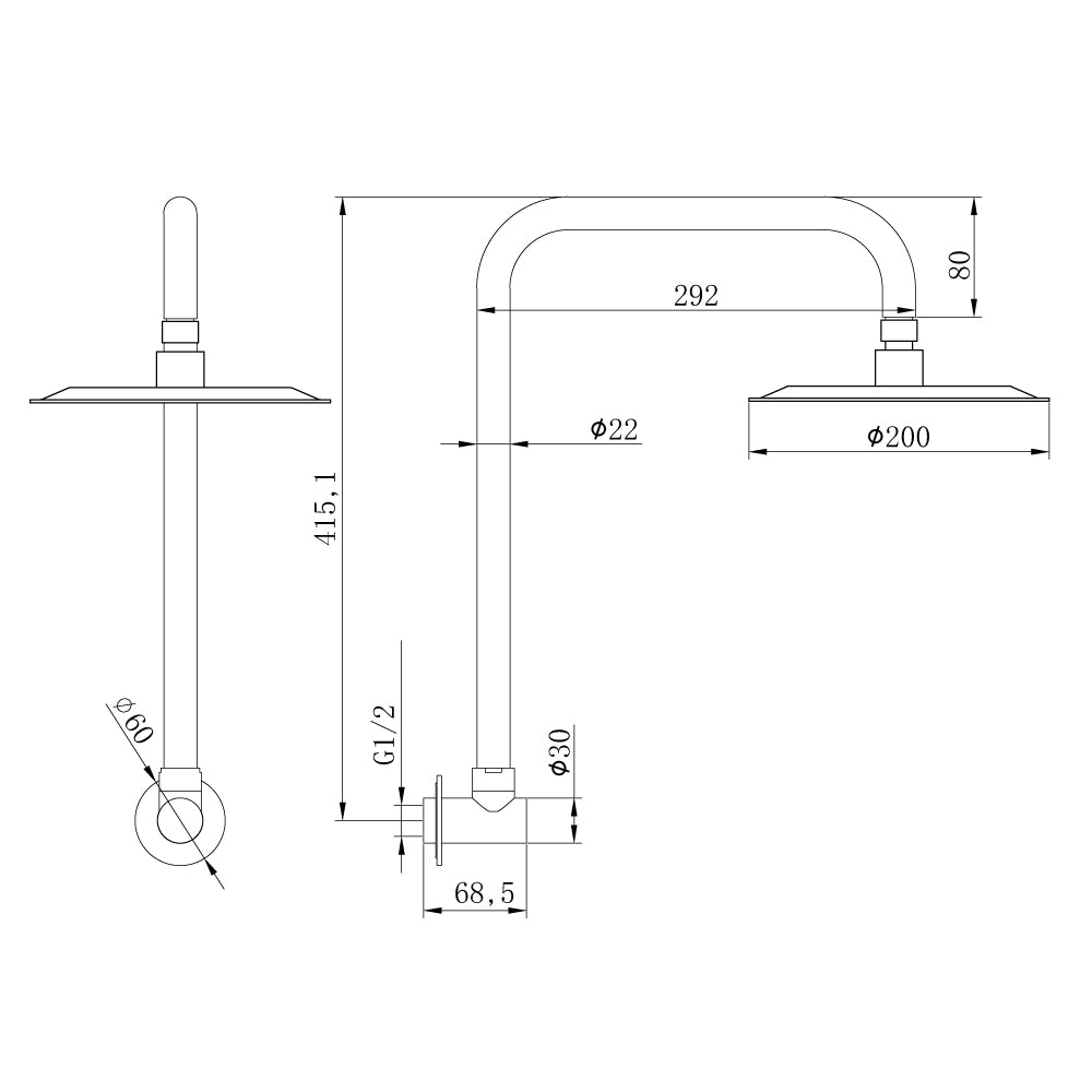Gooseneck Shower Arm & Head - 2 Pack Chrome