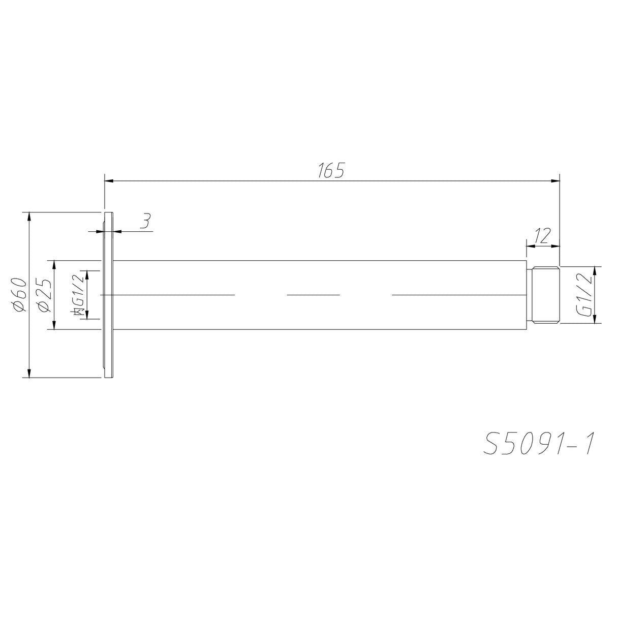 150mm Ceiling Shower Arm Chrome