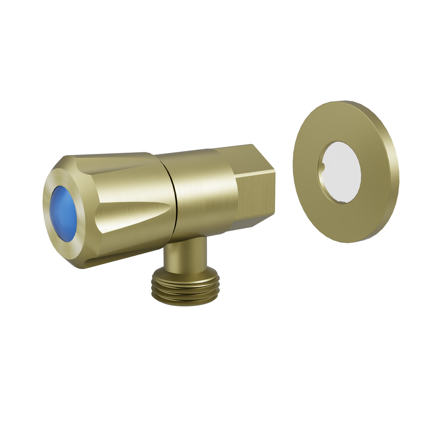 DN15 Mini 1/4 Turn C/D Cistern Tap With Cover Plate Brushed Gold