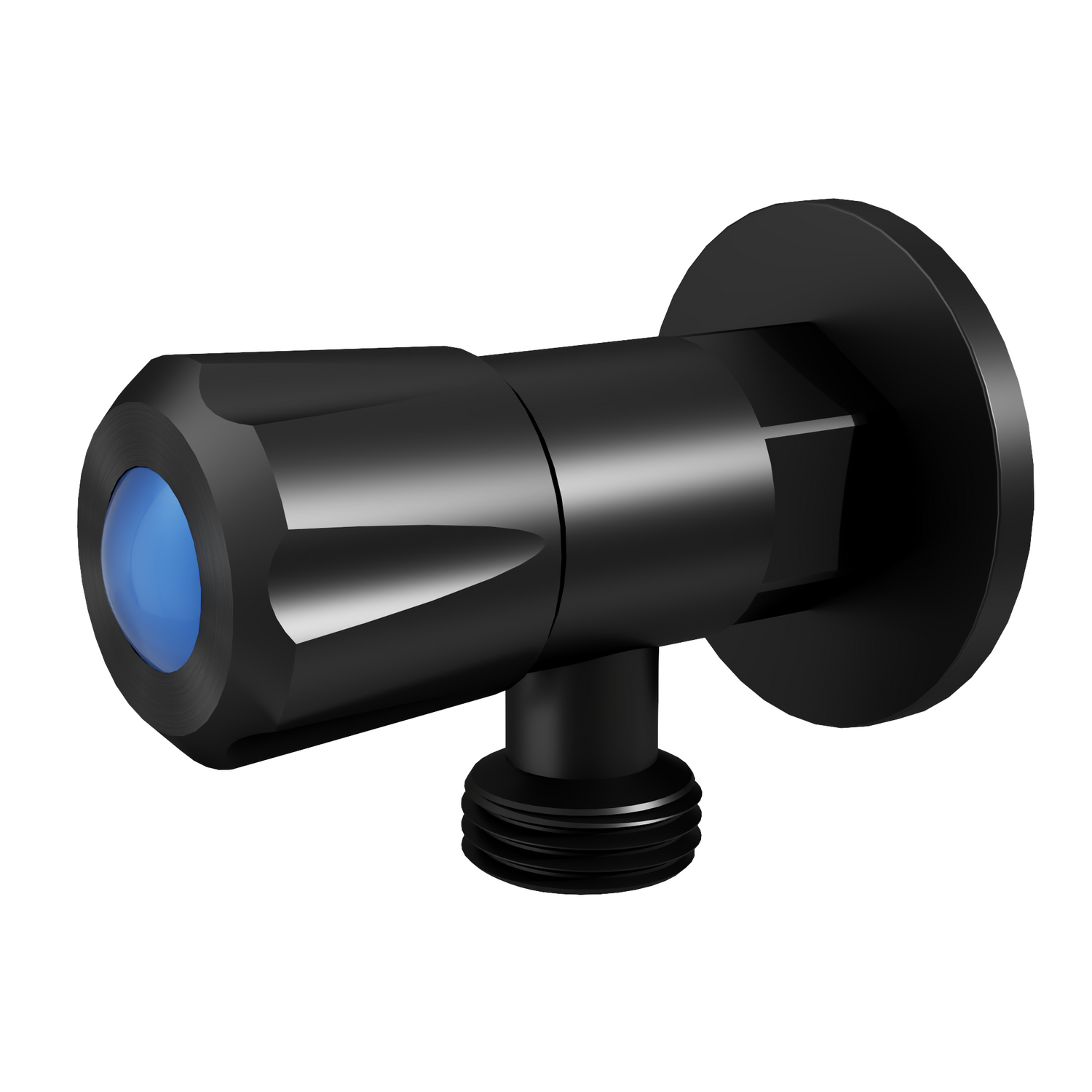 DN15 Mini 1/4 Turn C/D Cistern Tap With Cover Plate Matt Black