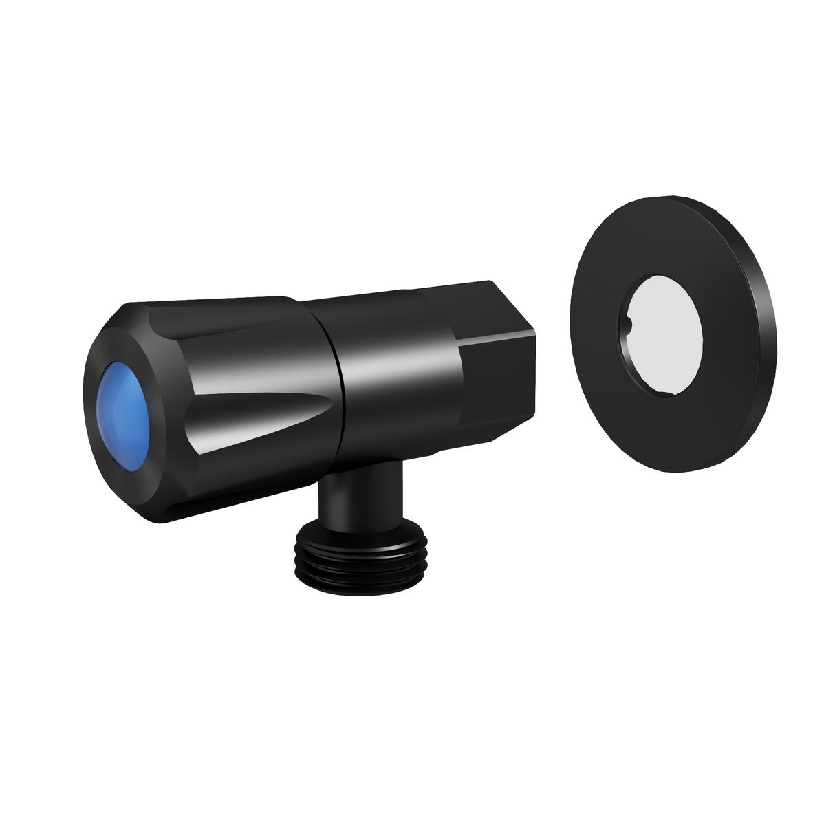 DN15 Mini 1/4 Turn C/D Cistern Tap With Cover Plate Matt Black