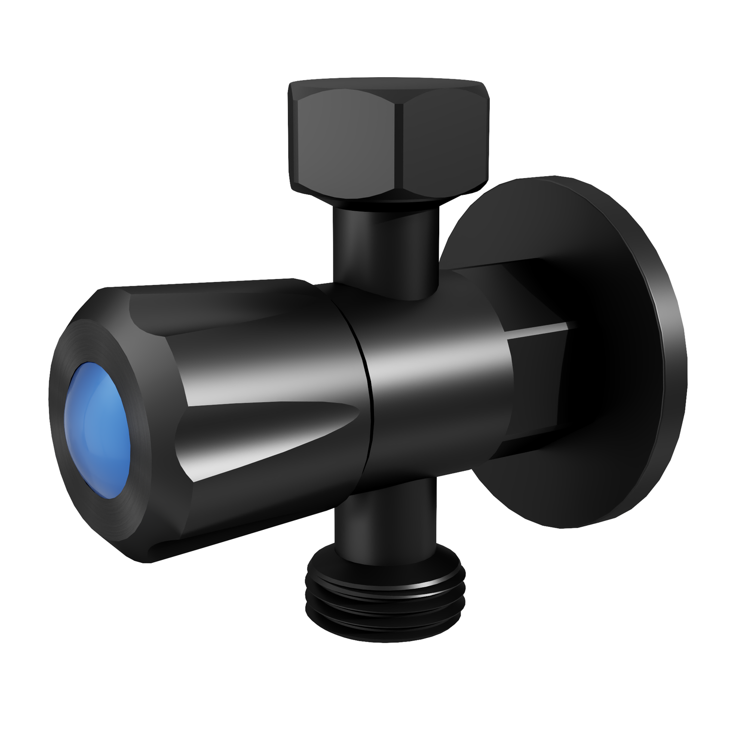 DN15 15x15x15mm 1/4 Turn C/D Three Way Stop Tap With Cover Plate Matt Black