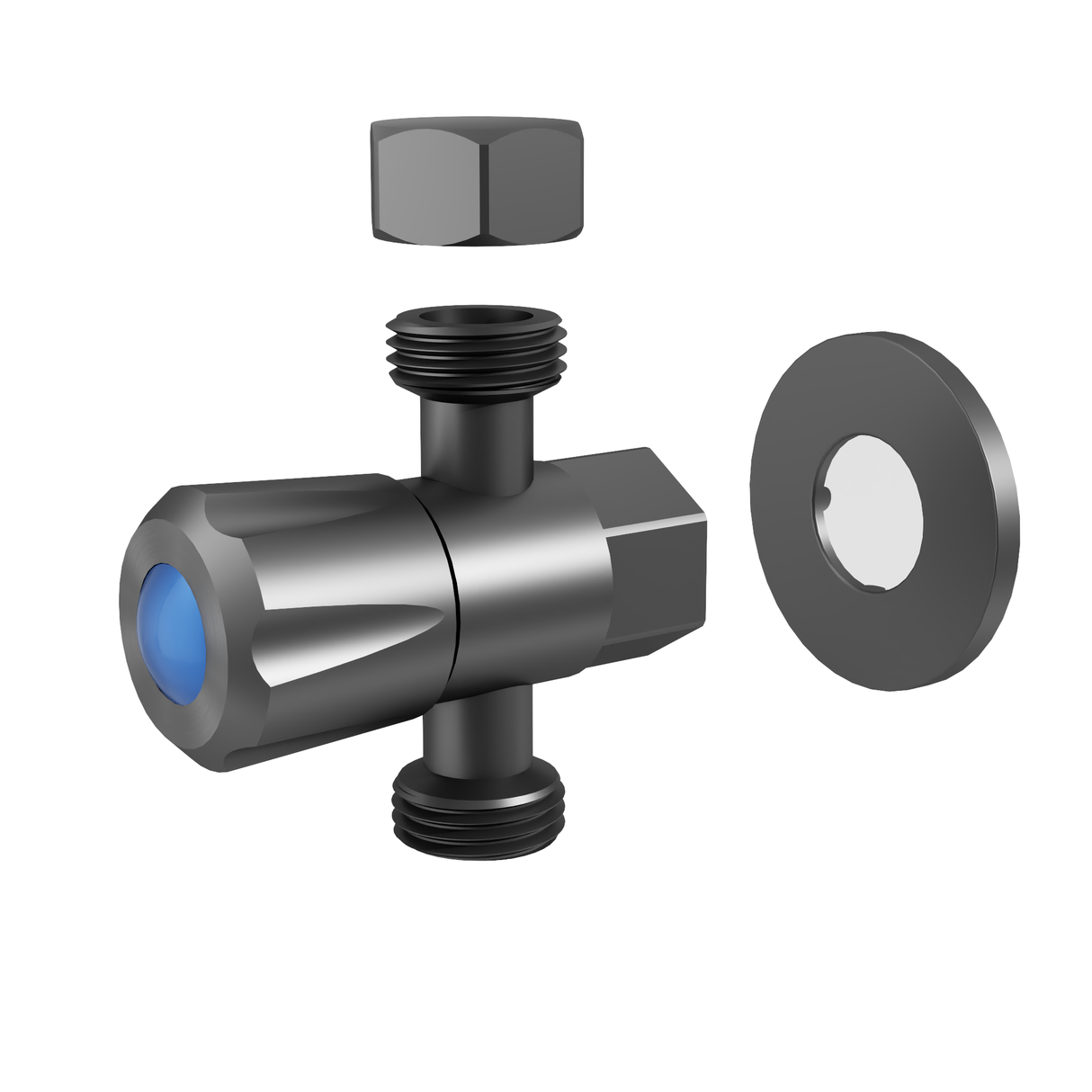 DN15 15x15x15mm 1/4 Turn C/D Three Way Stop Tap With Cover Plate Gun Metal