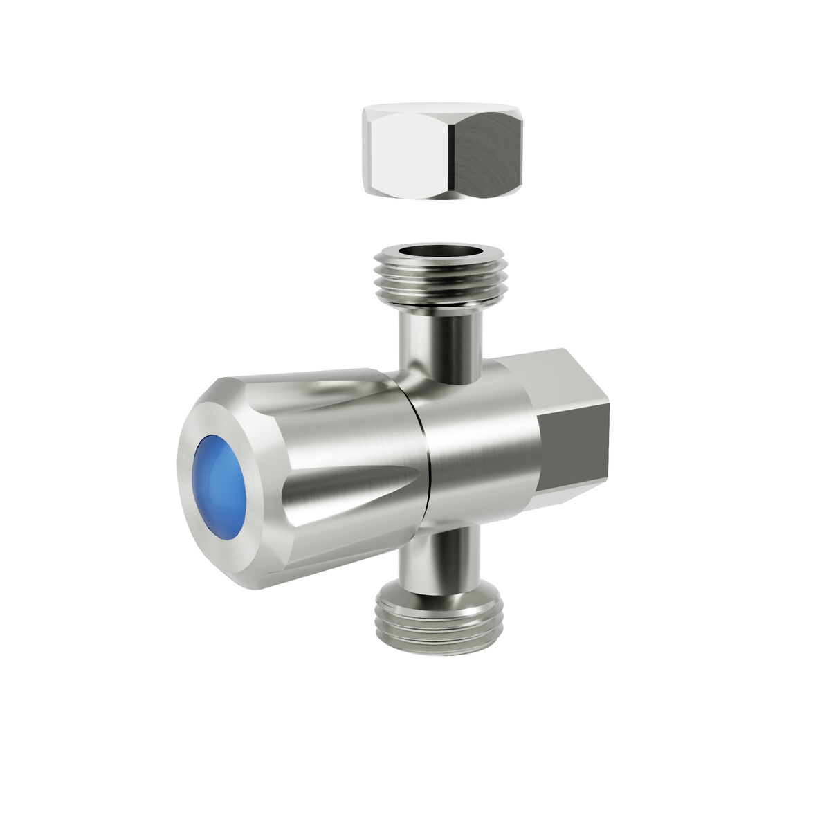 DN15 15x15x15mm 1/4 Turn C/D Three Way Stop Tap Brushed Stainless Steel