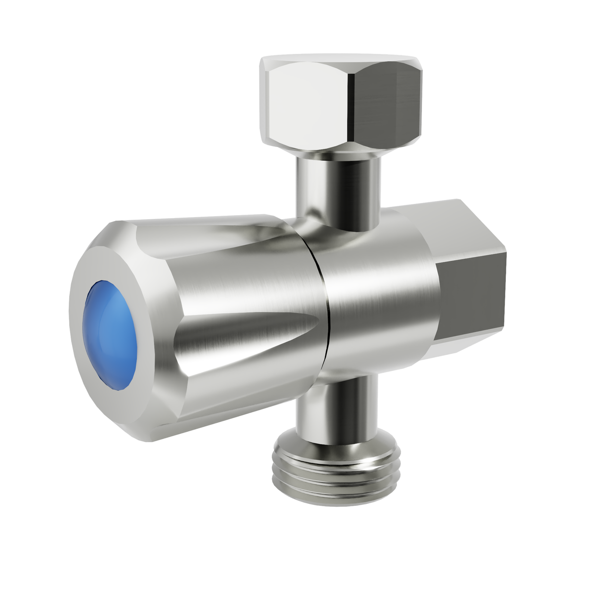 DN15 15x15x15mm 1/4 Turn C/D Three Way Stop Tap Brushed Stainless Steel