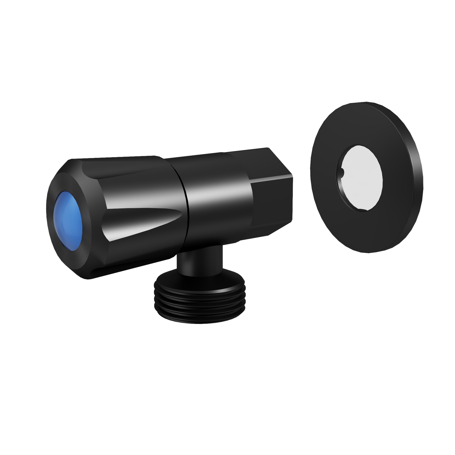 DN15 1/4 Turn C/D Washing Machine Tap With Cover Plate Matt Black