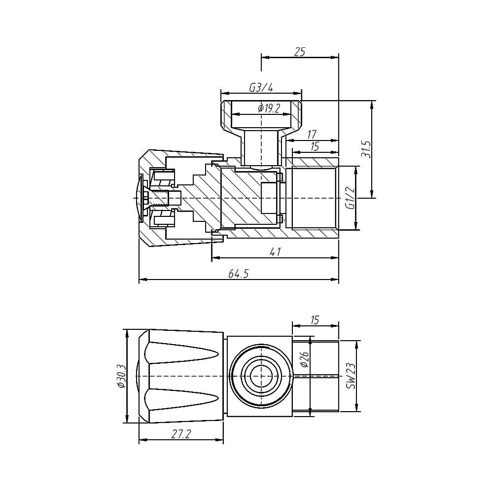 DN15 1/4 Turn C/D Washing Machine Tap With Cover Plate Matt Black