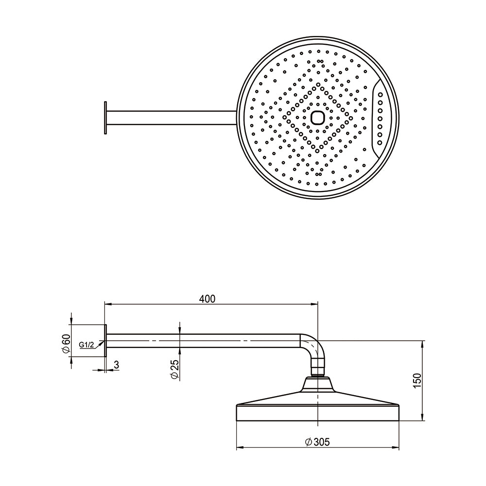 Curved Shower Arm & Head - 2 Packs Chrome