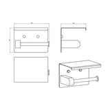 Toilet Roll Holder with Shelf Brushed Copper