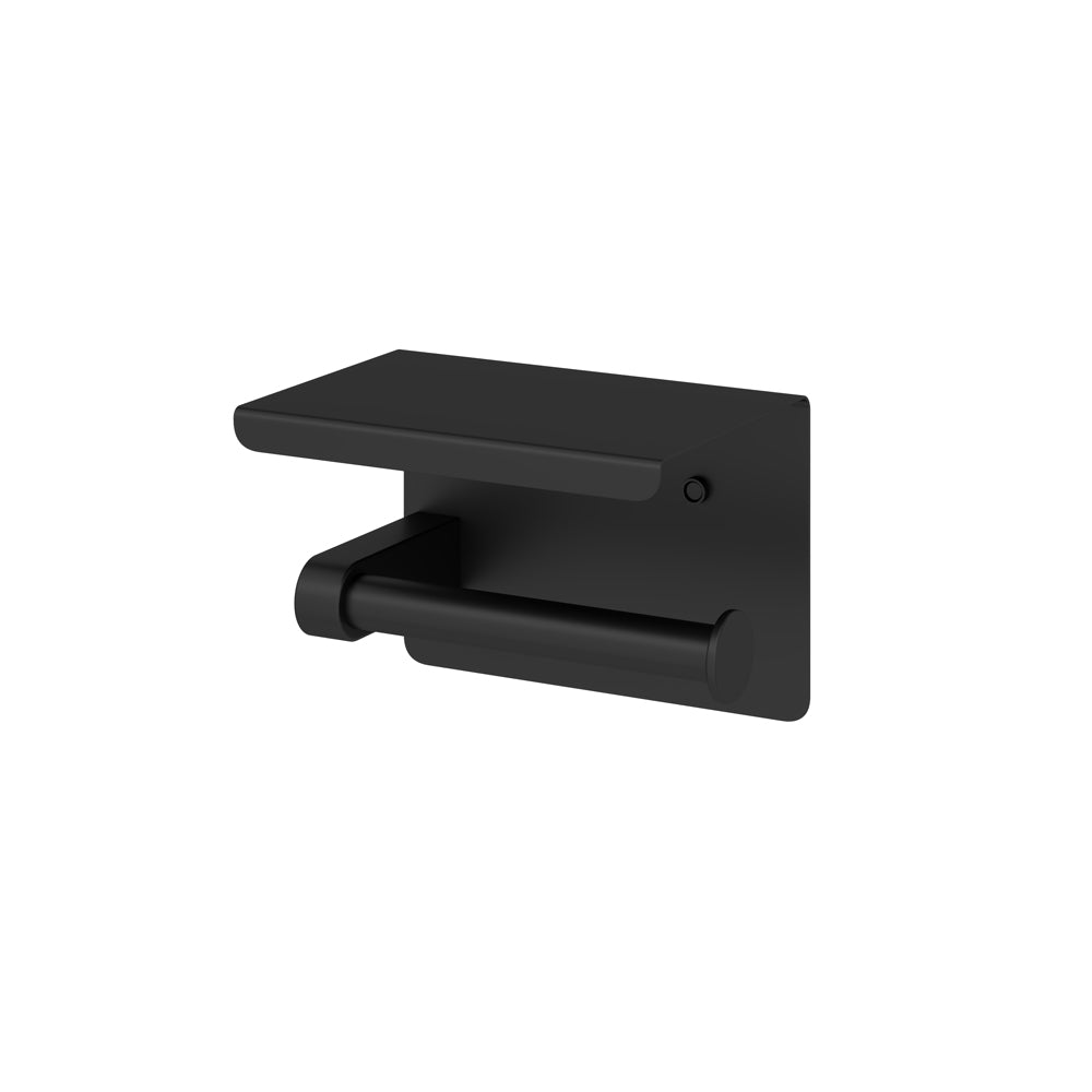 Toilet Roll Holder with Shelf Matte Black