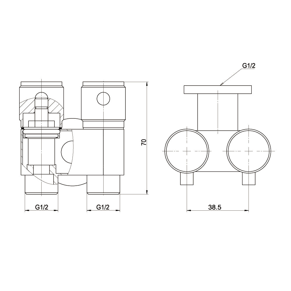 DN15 Dual Cistern Tap Gun Metal