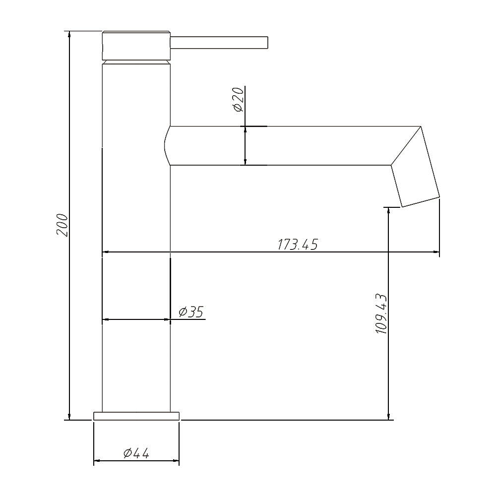 Right Angle Basin Mixer Brushed Stainless Steel