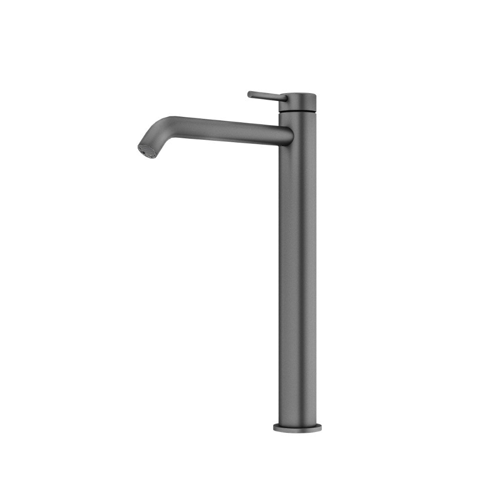 Curved High Rise Basin Mixer Gun Metal