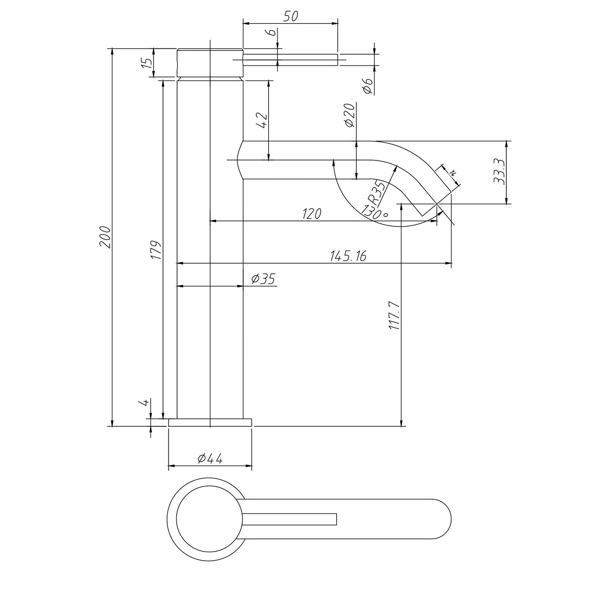 Curved Basin Mixer Brushed Copper