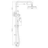 250mm Head & 5F H/S Twin Shower with Rail - 3 Packs Gun Metal