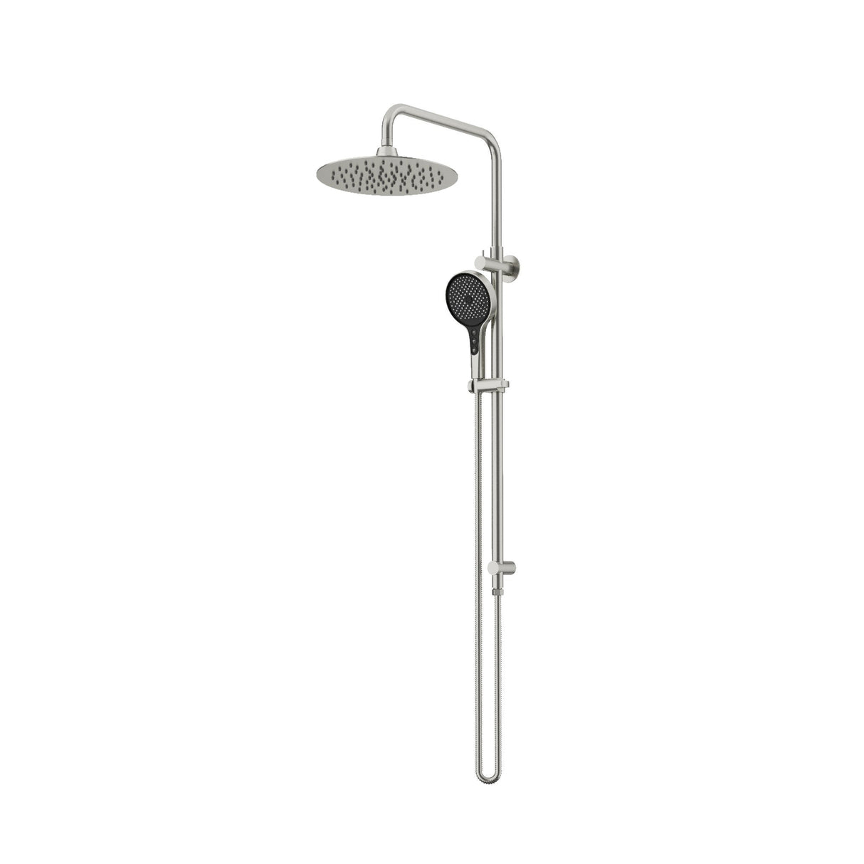 250mm Head & 5F H/S Twin Shower with Rail - 3 Packs Brushed Stainless Steel