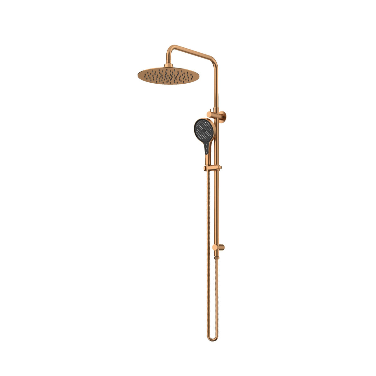 250mm Head & 5F H/S Twin Shower with Rail - 3 Packs Brushed Copper