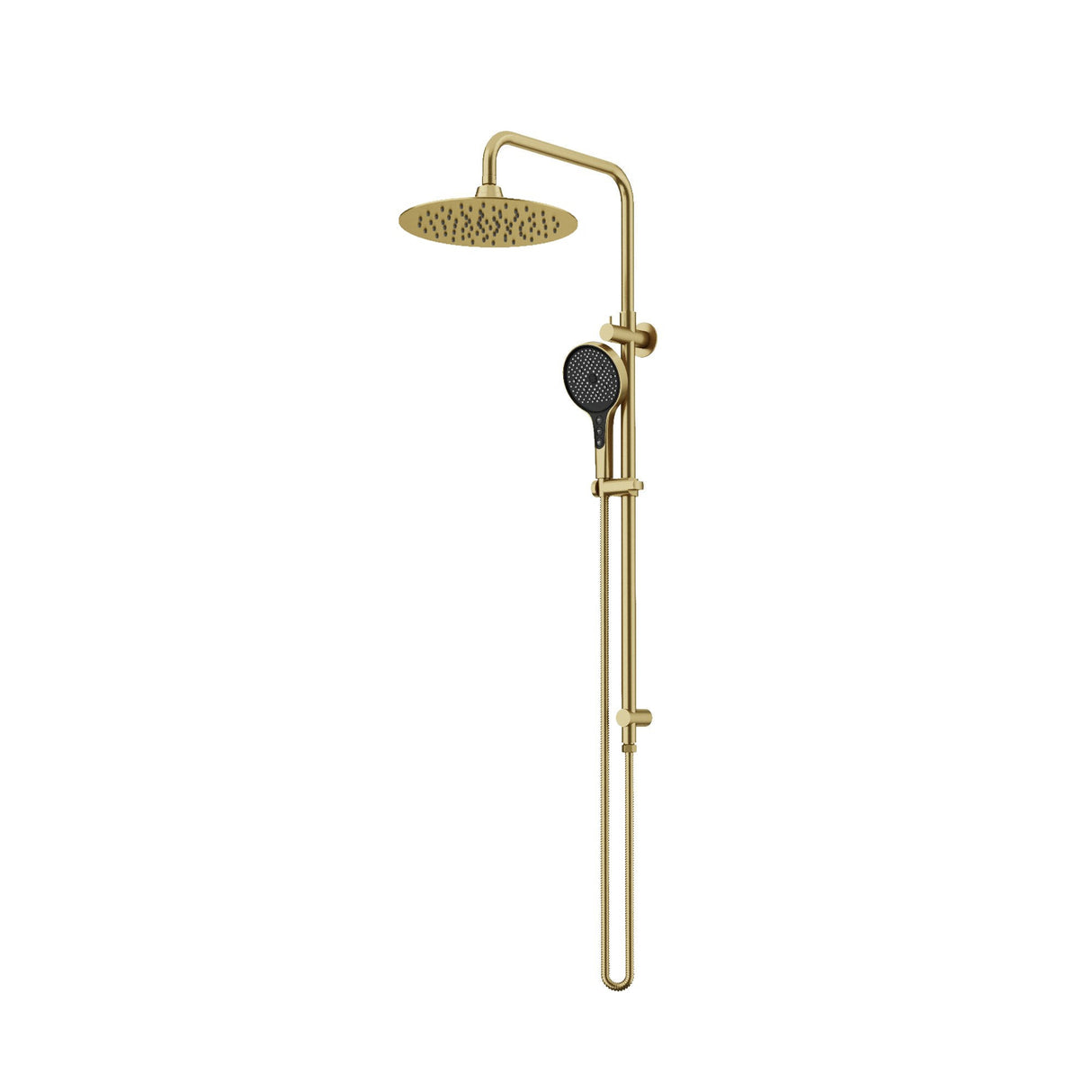 250mm Head & 5F H/S Twin Shower with Rail - 3 Packs Brushed Gold