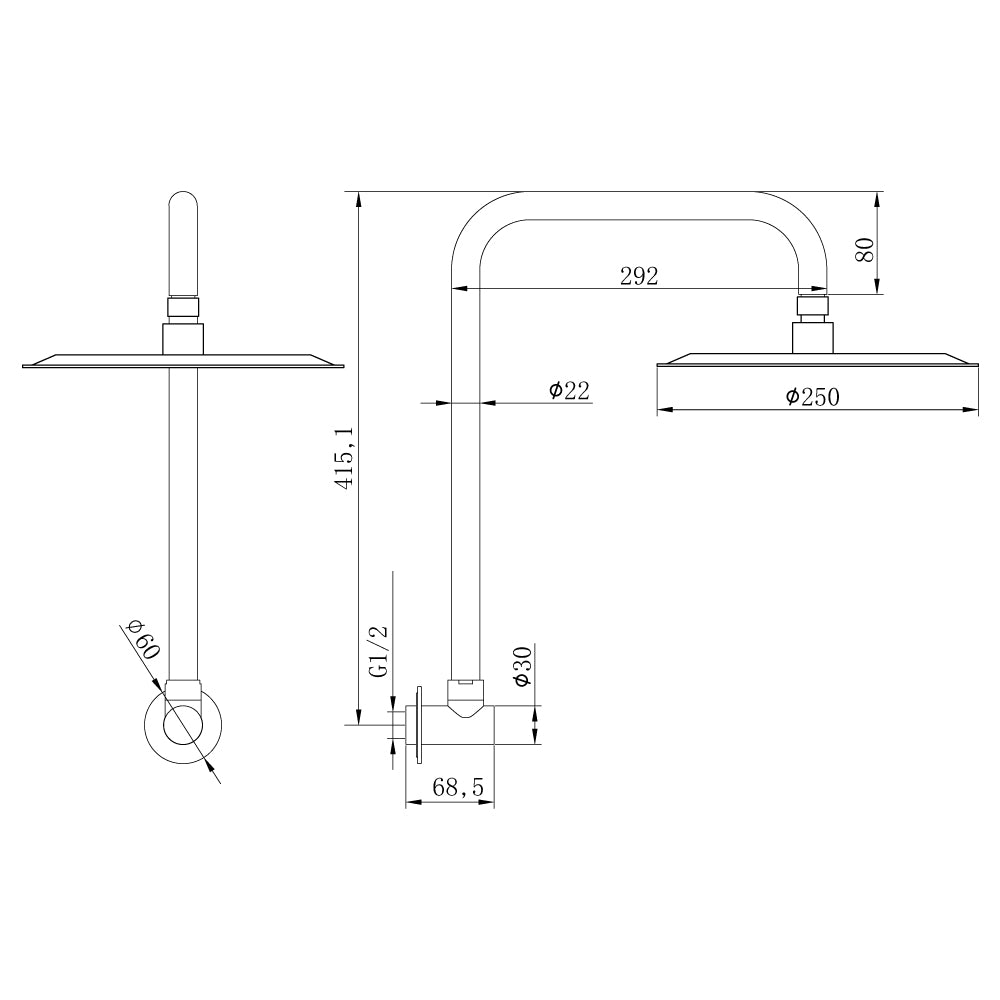 Gooseneck Shower Arm & Head - 2 Pack Chrome