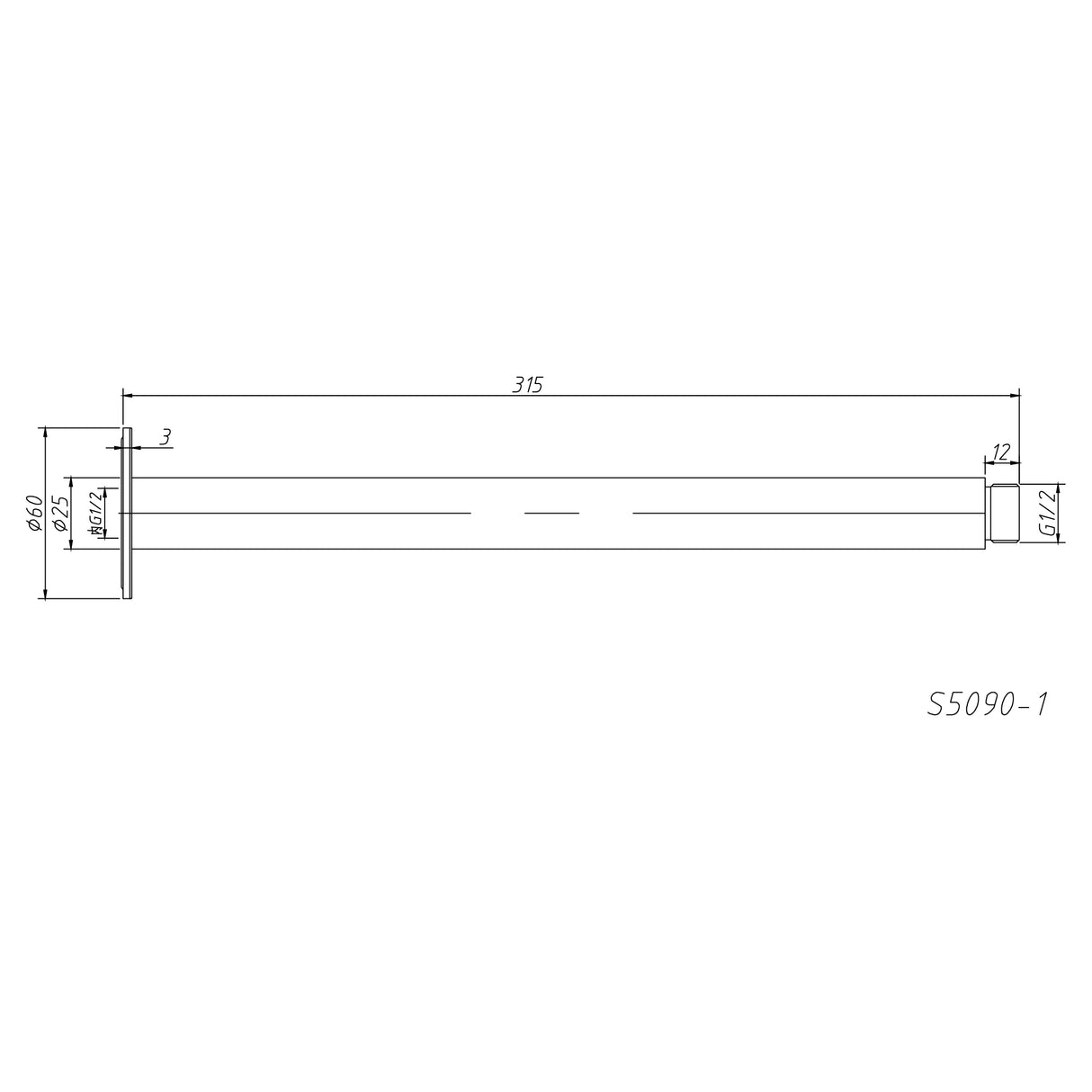 300mm Ceiling Shower Arm Chrome