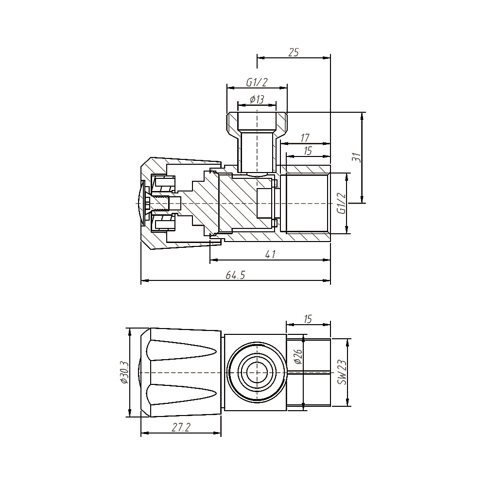 DN15 Mini 1/4 Turn C/D Cistern Tap Brushed Stainless Steel