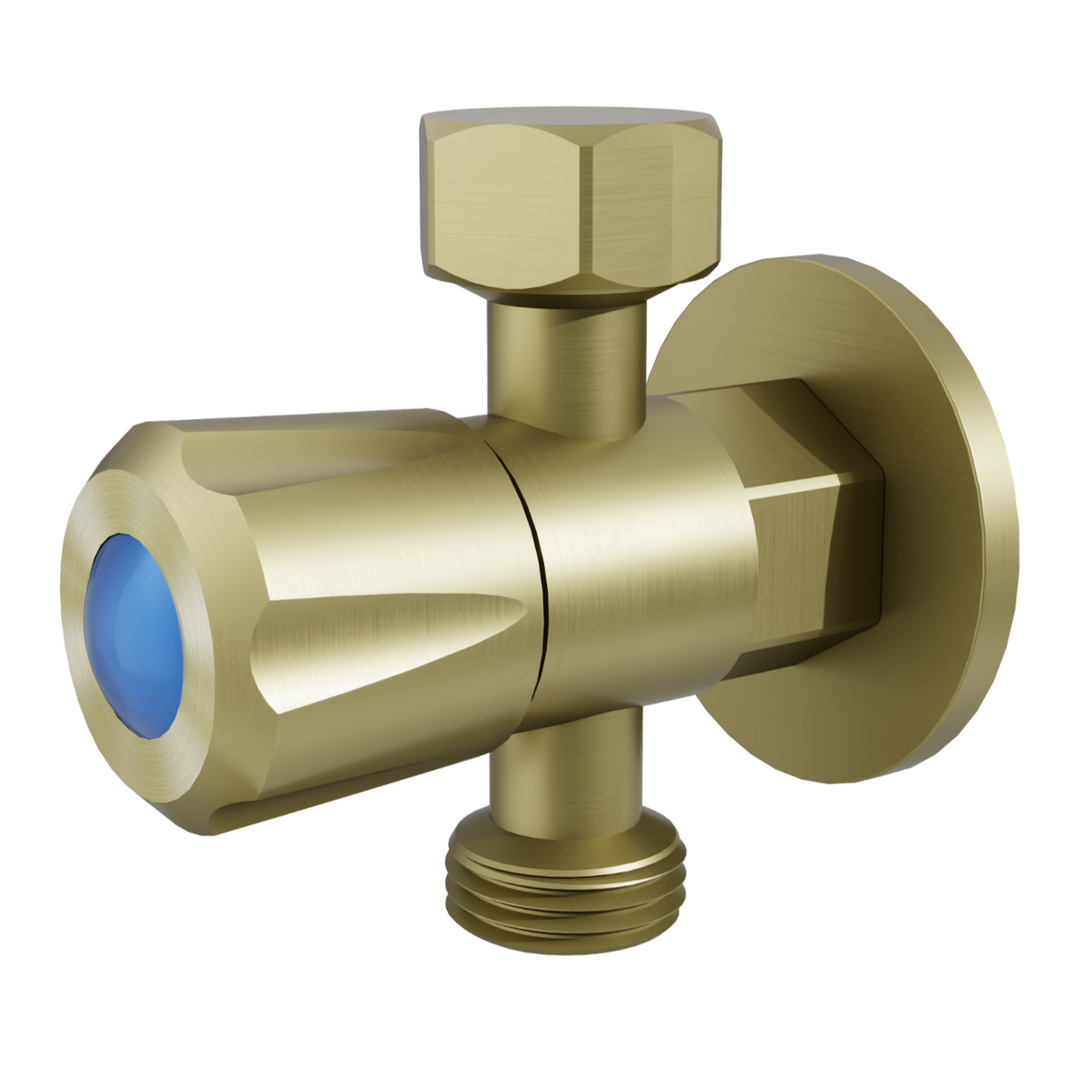 DN15 15x15x15mm 1/4 Turn C/D Three Way Stop Tap With Cover Plate Brushed Gold