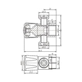 DN15 15x15x15mm 1/4 Turn C/D Three Way Stop Tap With Cover Plate Matt Black